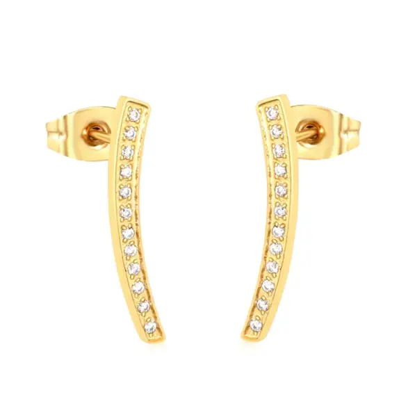 Wholesale Geometric Stainless Steel Hoop Earrings Crystal Inlaid Oil Drop Egg Shape Rings Jewelry Accessories For Women