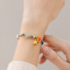 Wholesale Ring buckle imitation Hetian jade safety buckle bracelet niche design woven pearl bracelet Valentine's Day girlfriend gift