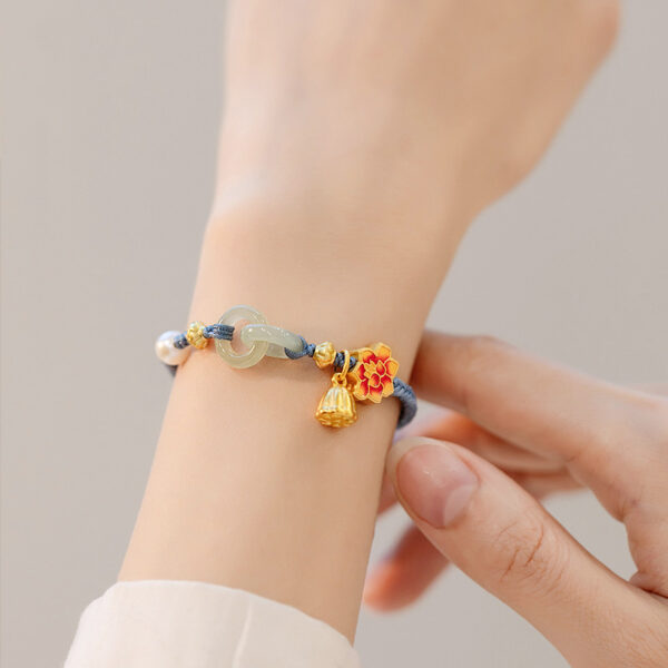 Wholesale Ring buckle imitation Hetian jade safety buckle bracelet niche design woven pearl bracelet Valentine's Day girlfriend gift