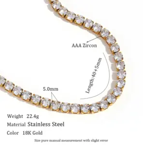 5mm Zircon Necklace 40 5cm-Gold