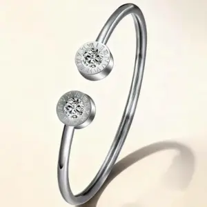 52-D-1 Steel-Colored Roman Zirconia Inlaid Bracelet