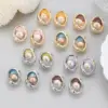 Wholesale Asymmetrical Oil Painting Stud Earrings For Women With Copper And Baroque Pearl Inlay, Featuring 925 Sterling Silver Posts