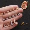 oly-28c8c6d59c97a7115bb6f70a09372a69 Wholesale Copper Ear Cartilage Rings & Studs Flower Waterproof Non Tarnish Surgical Steel Women'S