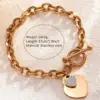 Wholesale 304 Stainless Steel Plastic Heart Shape Ion Plating (IP) Artificial Rhinestones 18K Gold Plated Simple Style Waterproof Non Tarnish Inlay Regular Chain Lobster Trigger Clasp Closure Rose Gold Multicolor-Golden Yellow Silver Bracelets