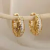 Wholesale Geometric Inlay Earrings For Women In Copper With KC Golden Plated Water Plating And Zircon Inlay