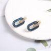 Wholesale  fashion simple gorgeous romantic inlaid zircon Rhine blue oval earrings for women Valentine's Day gift