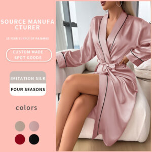 Wholesale Wearing Nightgown Sexy Long Spring and Summer Women's Bathrobe Long Sleeve High-end Pajamas Amazon Hot Selling Home Clothes