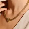 Wholesale Heart Shape Necklace For Women With Waterproof Non Tarnish 18K Real Gold Plated 304 Stainless Steel Featuring Electroplated Snake Chain