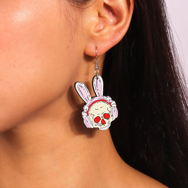 oly-290c0235d75b06995ff47e2cae8fd7ab Wholesale jewelry Halloween series skull rabbit earrings creative design cartoon earrings pendant