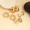 Wholesale Elegant Geometric Texture Line Splicing Design Sensation Style Earrings Stainless Steel Hypoallergenic