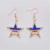Wholesale Independence Day Star Alloy Earrings Festival Jewelry Heart Shaped USA Flag Design Women's Fashion Accessories