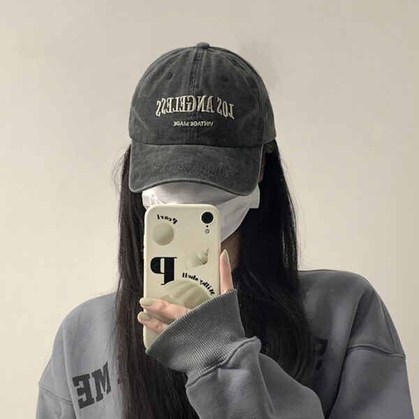 oly-29190827bed59679903359c42b1531da Wholesale Ig Vintage Grey Baseball Hat Women's Summer American Style Washed Big Head Trendy All-Match Face Showable Small Cap
