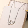 Wholesale 1 Fashion Double-ring Love Necklace Niche Advanced Design Simple Ladies Pendant Jewelry
