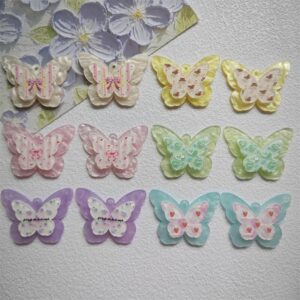 Wholesale Water Pattern Double Butterfly Cute Cartoon Hole Pendant Embossed Printing Design Acrylic Jewelry Accessories DIY