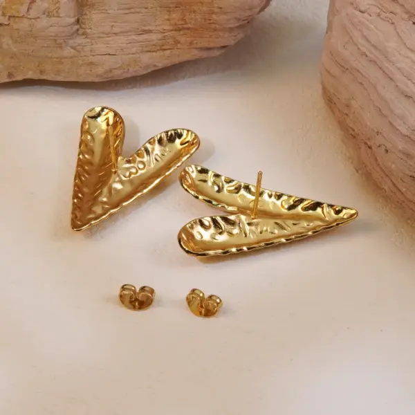 Wholesale 1 Pair Simple Style Classic Style Heart Shape 304 Stainless Steel Imitation Gold Electroplating Ear Studs