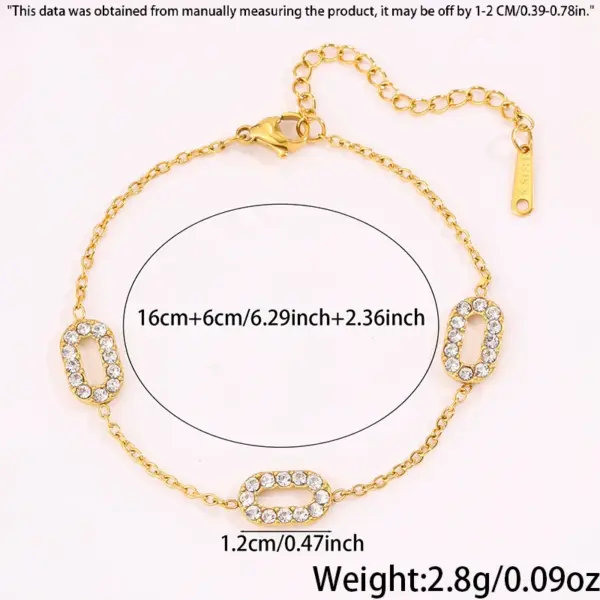 Wholesale 1pcs - Exquisite Oval Inlaid Bracelet!Simple And Eye-catching Design, Exquisite And Unique Details, Light Luxury And Fashionable Style, Showcasing Individual Elegance And Taste - Paired With Stainless Steel Material
