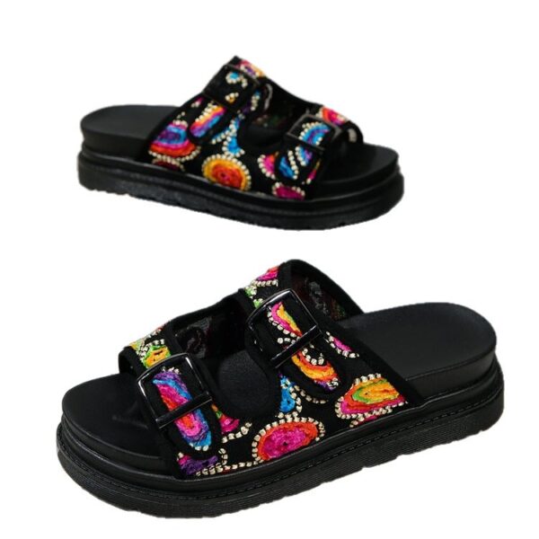oly-29317e6fa7f23b7ffe38655265ba339b Wholesale plus size slippers women’s all-match thick bottom buckle solid color casual sandals