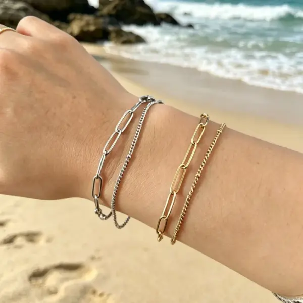 Wholesale Three-dimensional Geometric Bracelets For Women With 304 Stainless Steel O-link Chain