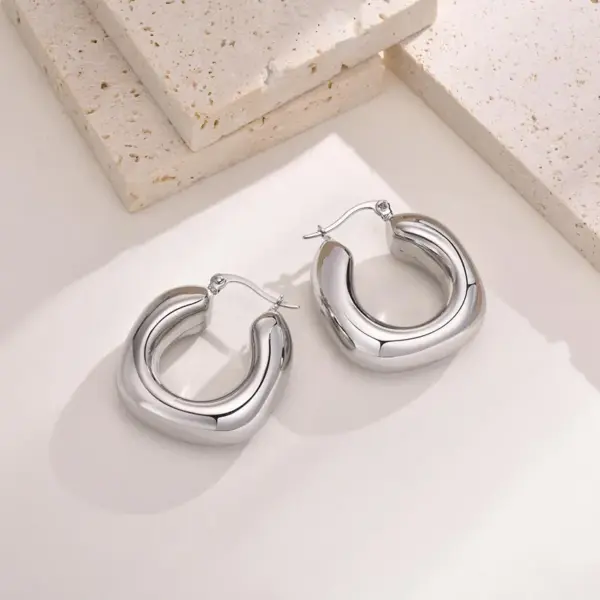 oly-293d434958b99dc022084b873348a981 Wholesale Geometric Earrings In 304 Stainless Steel With KC Golden Electroplated Waterproof Non Tarnish Finish, 0.03µm-0.05µm Thickness, Unisex