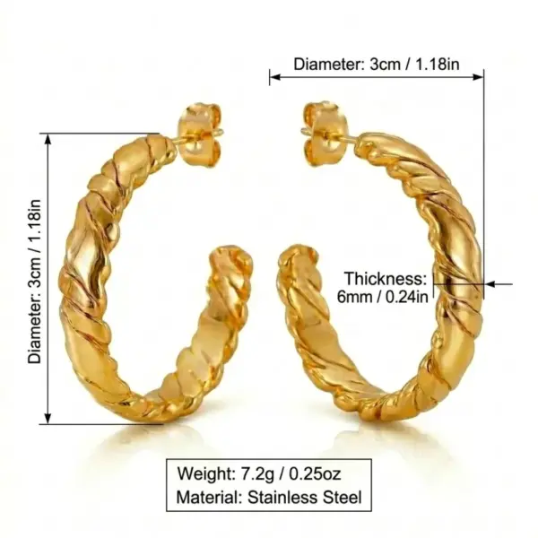 Wholesale Round Hypoallergenic Earrings For Women In 18K Real Gold Plated 304 Stainless Steel With 0.05µm-0.08µm Electroplated Coating