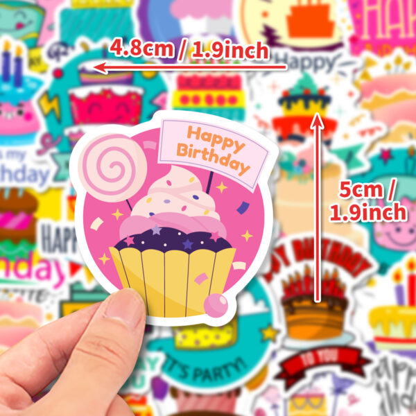 oly-29614fa7d485de56788ca6a23bde4898 Wholesale 50 birthday cake stickers birthday wishes graffiti stickers DIY happy birthday stickers