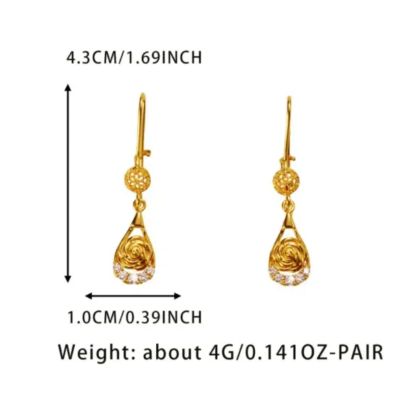 Wholesale Electroplated Brass Drop Earrings For Women Featuring 14K Real Gold Plated Material With 0.03µm Thickness