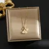 Wholesale Jewelry Classic Style Ginkgo Leaf Titanium Steel Copper Plating Cable Chain Pendant Necklace