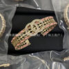 Wholesale Xiangjia Double C Letter Diamond Piercing Leather Small Chanel Style Bracelet Retro Fashion All-match High-end Chanel Grandma Bracelet