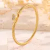 Wholesale 18K Real Gold Plated 304 Stainless Steel PVD Coated Heart Shape Two Tone Plating Bangle