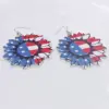 Wholesale Sunflower American Flag Lip Print Wooden Earrings Trendy Exaggerated Fashion Ear Drop Geometric Pattern Totem Craft