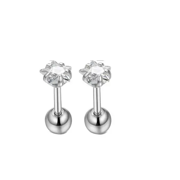 Wholesale Simple Style Geometric Stainless Steel Inlay Zircon Ear Studs 1 Piece