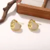 Wholesale Heart Shape Hypoallergenic Stud Earrings For Women With KC Golden Plated Copper And Zircon Inlay, Featuring UV Plating