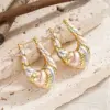 Wholesale Three-dimensional Geometric Earrings For Women In Copper With KC Golden Plated Water Plating And 0.03µm Thickness