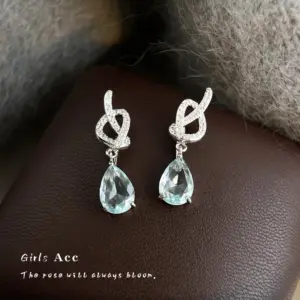 Wholesale Handmade Geometric Earrings For Women In Copper With Platinum Plated Water Plating And Zircon Inlay