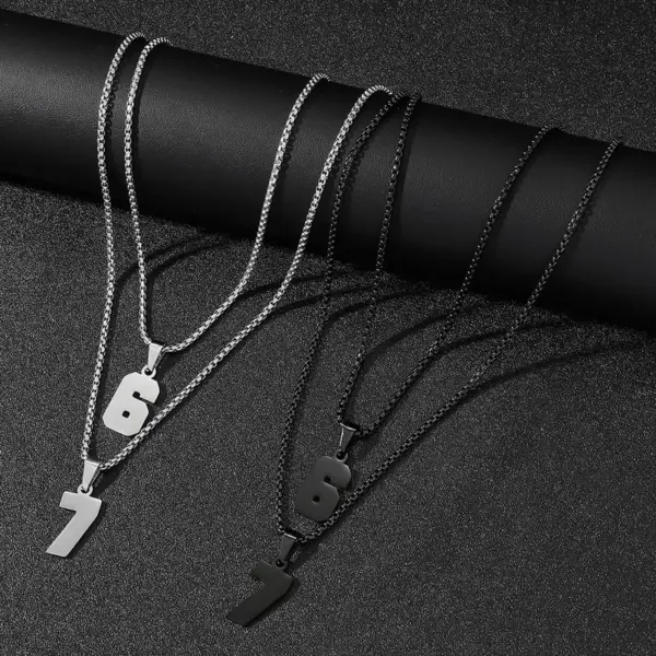 Wholesale Number Necklace For Women With PVD Vacuum Plating, 18K Real Gold Plated 304 Stainless Steel, Featuring Box Chain