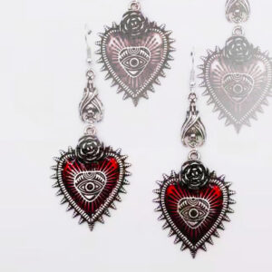 Wholesale jewelry dark gothic punk wind field rose heart-shaped Blood Devil eye drop oil bat earrings