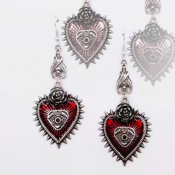 oly-299509bbabc92d087f20506f4517551e Wholesale jewelry dark gothic punk wind field rose heart-shaped Blood Devil eye drop oil bat earrings