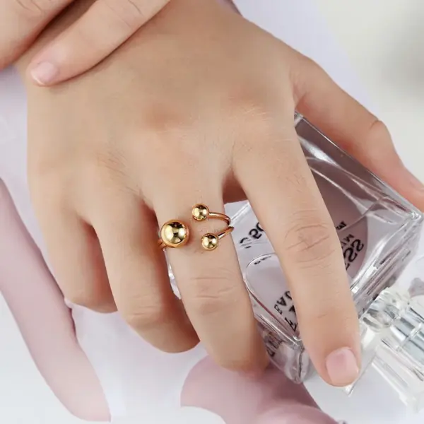 Wholesale Vacuum Plating Real Gold Plated 18K Gold Ball 304 Stainless Steel Titanium Steel Fashion Waterproof Non Tarnish Rings