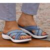 Wholesale Large Size Thick-soled Crossover Sandals Women's  Flat-soled Crossover Fly-woven Soft-soled Casual Sandals
