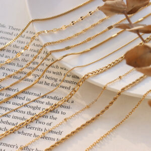 Wholesale Titanium steel 18K gold plated plain chain clavicle chain cross chain snake chain twisted chain