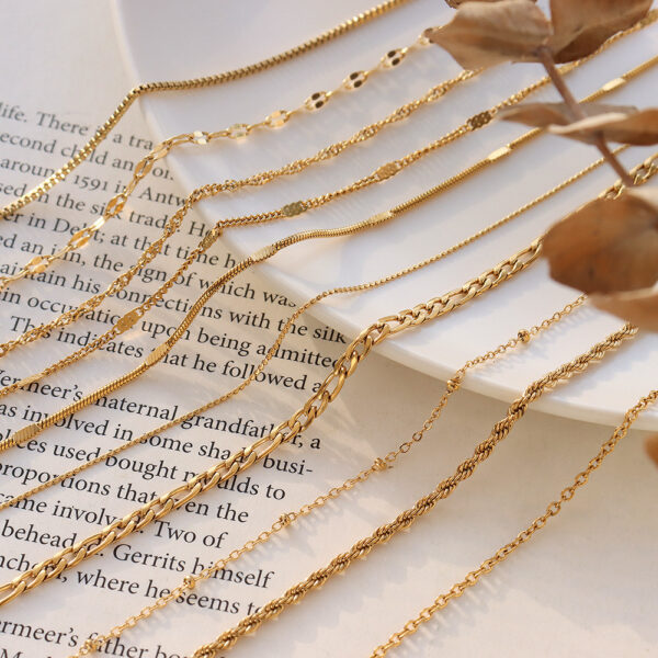 Wholesale Titanium steel 18K gold plated plain chain clavicle chain cross chain snake chain twisted chain