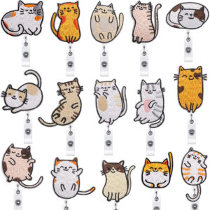 Wholesale Xiaotian Lazy Cat Easy Pull Button Embroidered Cloth Sticker Alligator Clip Computer Embroidered Label Cartoon Cat Patch Sticker Easy Pull