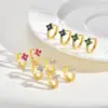 Wholesale Imitation Gold Plated Copper Water Plated Zircon Flower Butterfly Bow Claw Inlaid Hoop Earrings For Women
