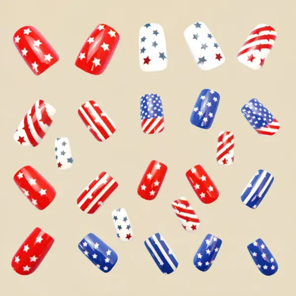 oly-29b5944788115a3b7a3b7aa34fee864c Wholesale Removable Rectangular Nail Stickers American Independence Day Stars And Stripes Nail Art Decoration Retro Grid Nail Stickers