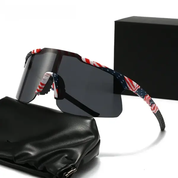 Wholesale Outdoor Sports Sunglasses Half Frame American Flag Independence Day Goggles Mountain Skiing Cycling UV Protection Unisex Sunglasses