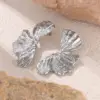 Wholesale PVD Coated Real Gold Plated 18K Gold Petal 304 Stainless Steel Simple Style Waterproof Non Tarnish Ear Studs