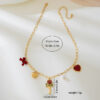 Wholesale 1 fashion simple temperament elegant woman metal red love artificial pearl bow necklace for women