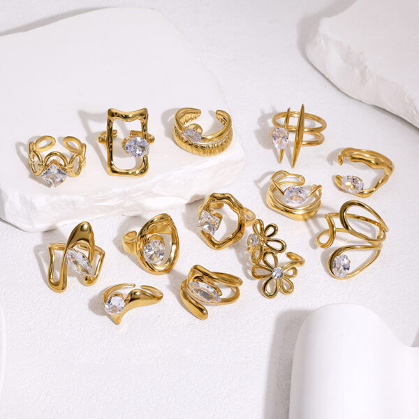Wholesale Gold-plated diamond titanium steel open ring, non-fading stainless steel ring/bracelet