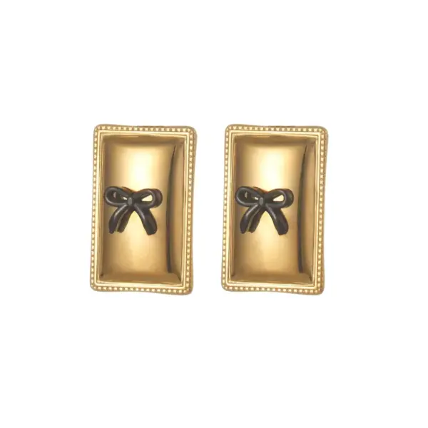 Wholesale Geometric Stainless Steel Earrings Bowknot Design Gold Plated Minimalist Jewelry For Women