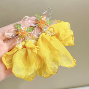 Fabric yellow flower earrings
